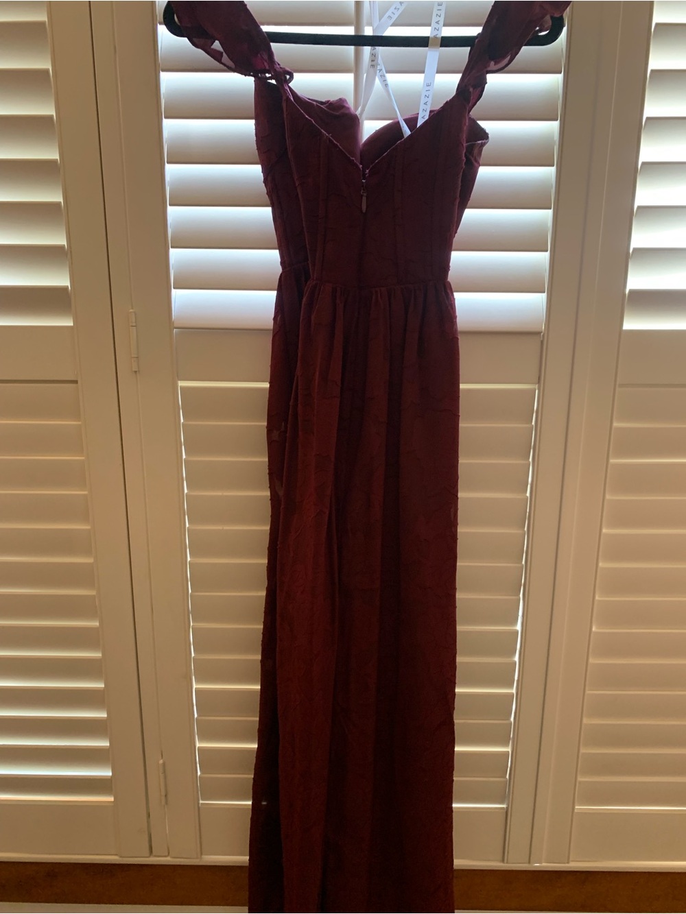 Azazie Burgundy Maxi Dress with Sweetheart Bodice